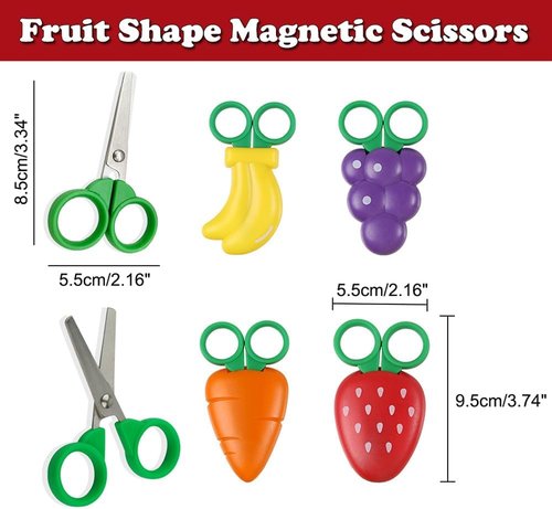 AKOAK Creative Fruit Scissors - Fun Carrot Design with Refrigerator Magnets for Kids' Home Decor