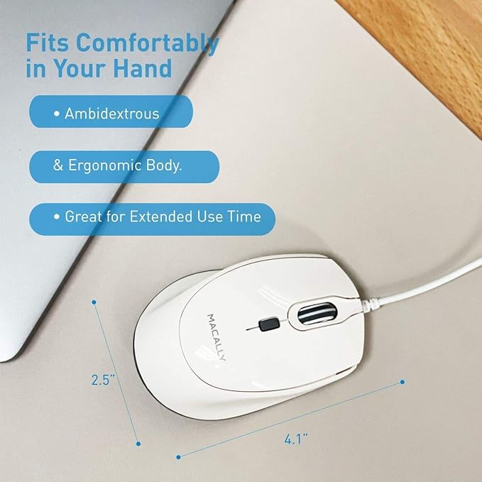 Macally USB C Wired Mouse and a USB C Mini Keyboard, Add Simplistic Apple Aesthetic to Your Office