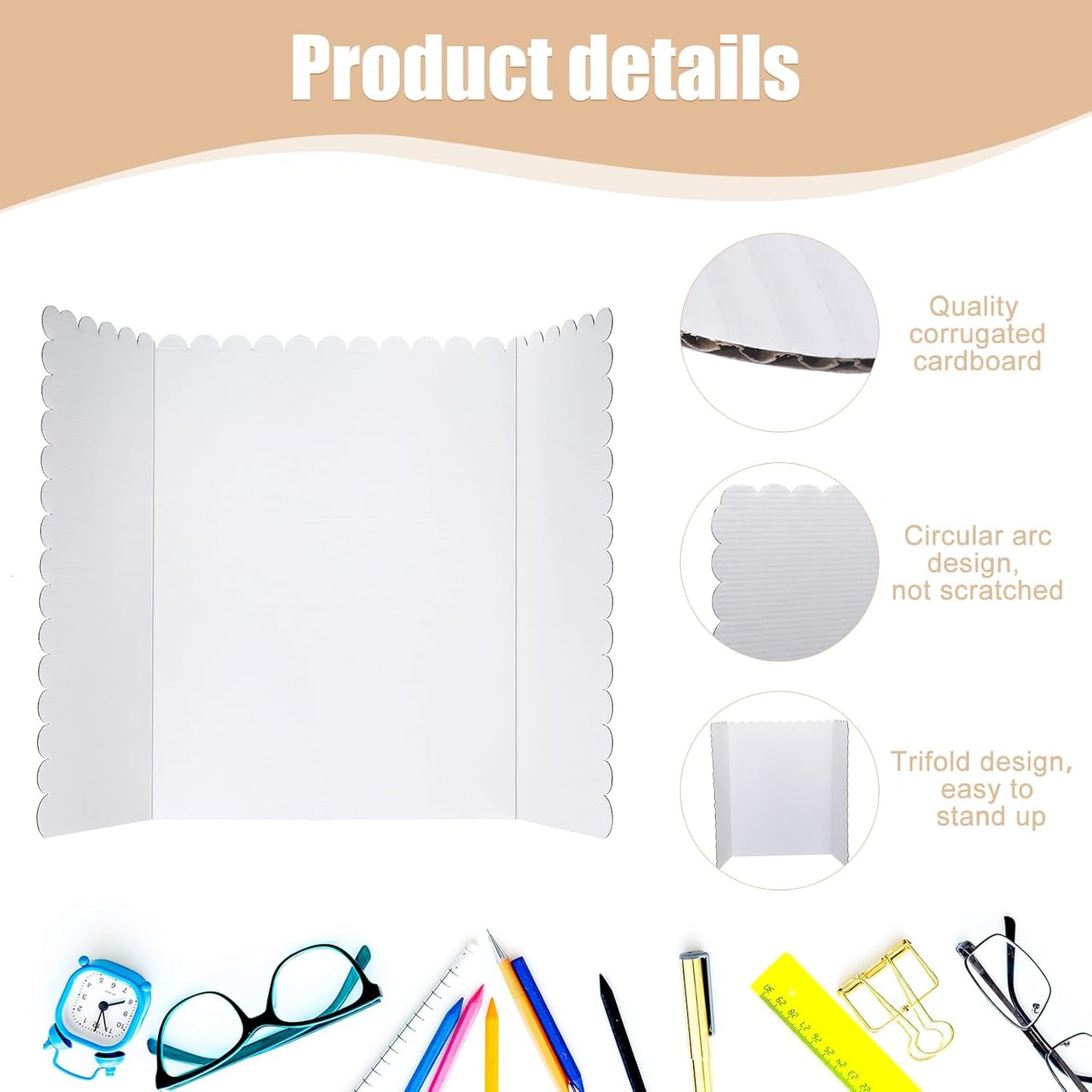 Trifold Poster Display Boards - 24 Pcs White 24 x 36 Inch for Science Fair & Photo Exhibitions