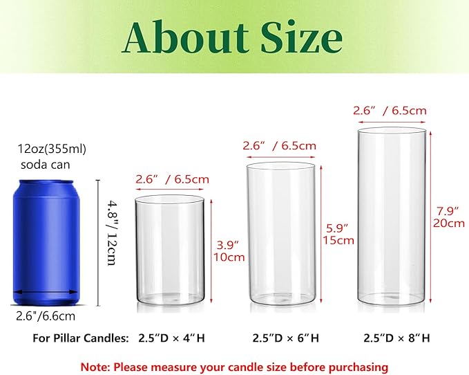 Glass Cylinder Vases Set of 24, Hewory Tall Clear Vase for Centerpieces, Glass Hurricane Candle Holders for Pillar Floating Candles, Round Vases for Wedding Events Table Decor, 2.6” in Diameter