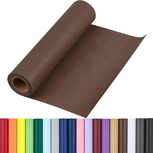 RUSPEPA Chocolate Brown Kraft Wrapping Paper Roll, 17.5"x 393"(32.8'), Recyclable Brown Art Gift Wrap Paper for Gift Wrapping, Table Covering, Kid Craft Supplies, Bouquet Flower, Bulletin Board, 80GSM