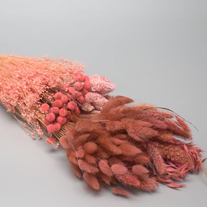 Dried Flower Bouquet & Floral Mix Premium Hand-Packed Natural Dried Plants for Home Decor, Bouquets, and Arrangements – Made in Italy (Light Pink)