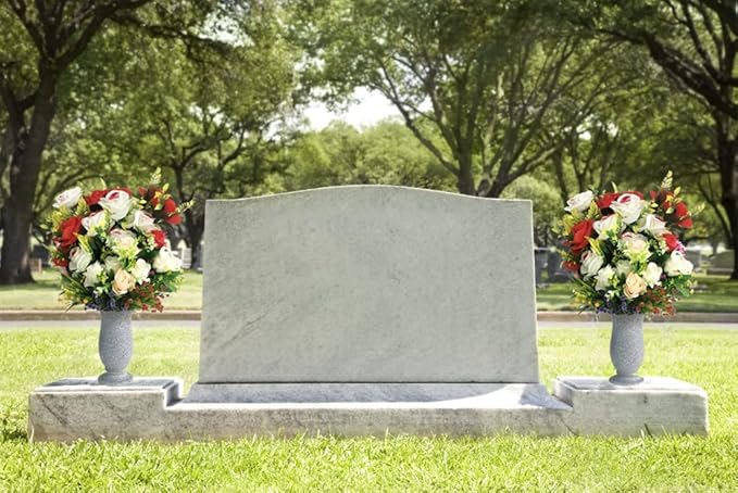Resin Cemetery Vase Grave Decorations Floral Holder for Fresh or Artificial Flowers with Floral Foam and Long Metal Spike Memorial Gift