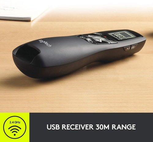 Logitech Wireless Presenter R800 - Green Laser Pointer Clicker for Effortless Presentations