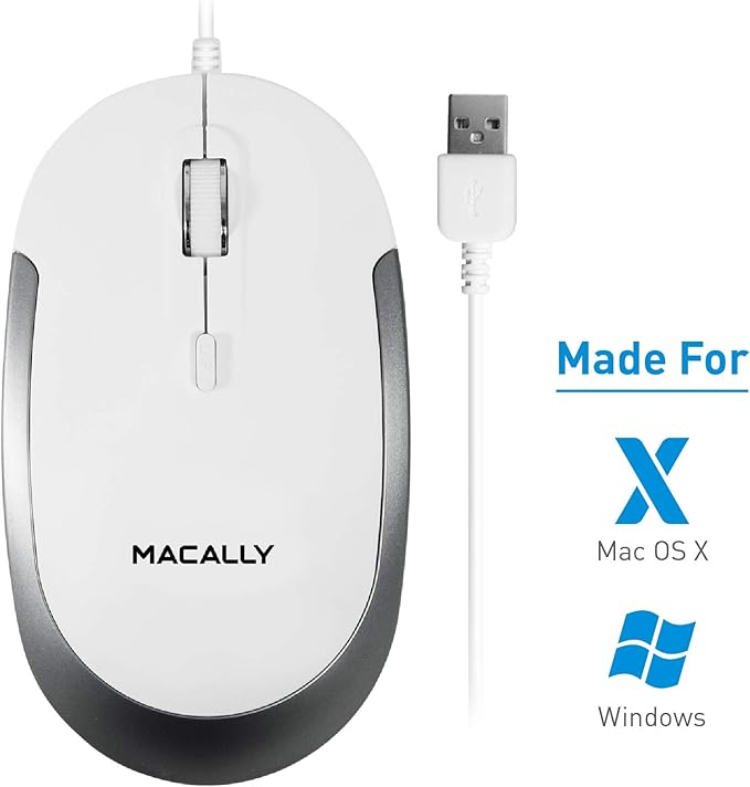 Macally Ultra Slim Wired Computer Keyboard and a Silent Wired Mouse, Ultimate Apple Accessories