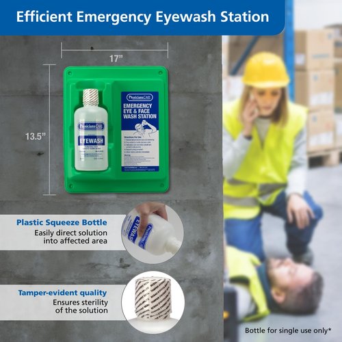 PhysiciansCare Eyewash Station - Wall-Mountable with 32 oz Eye Wash Solution - White