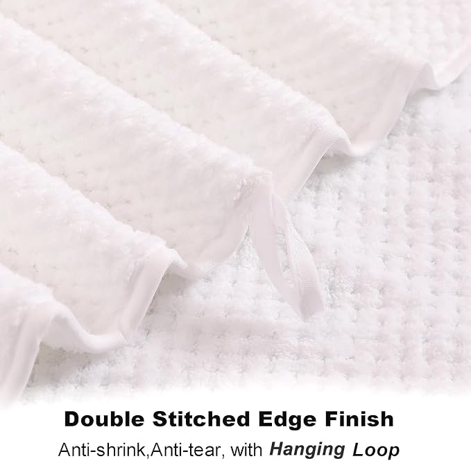 Smuge 8pcs Bath Towel Set, 2 Extra Large Bath Towel Sheets, 2 Hand Towels and 4 Washcloths- Highly Absorbent Microfiber,Ultra Soft Towel Set for Bathroom,Waffle Weave Design, Pack of 8 (White)