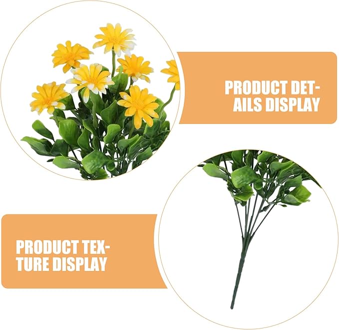 LOGOFUN 20pcs Artificial Chrysanthemum Daisy Bouquet Faux Plastic Flowers for Home Garden Decor