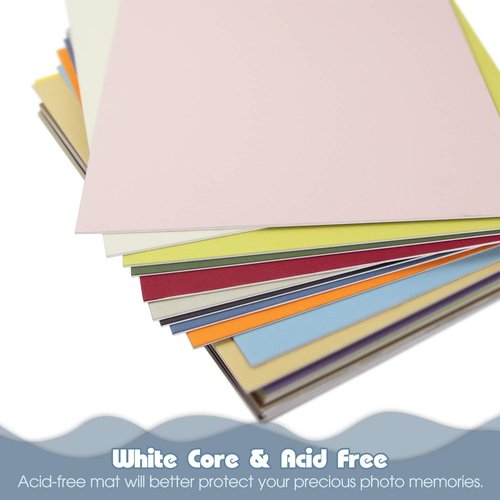 Golden State Art | Pack of 25 Acid-Free 16x20 Multicolor Uncut Mat Boards for Photos & Frames