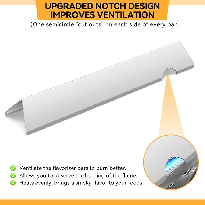 KifonMetals 17.1" Stainless Steel Flavorizer Bars for Weber Genesis II Grill Parts, GS4 Genesis II/II LX 300, II E-310, II E-315, II E-335, II LX-340 Replacement Parts, for Weber 66795, 5 Pcs