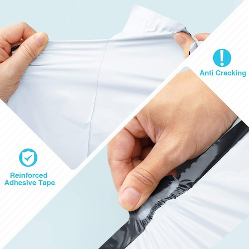 Fuxury Poly Mailers - 100 Pack White Self-Sealing Envelopes | Enhanced Durability for Safe Shipping