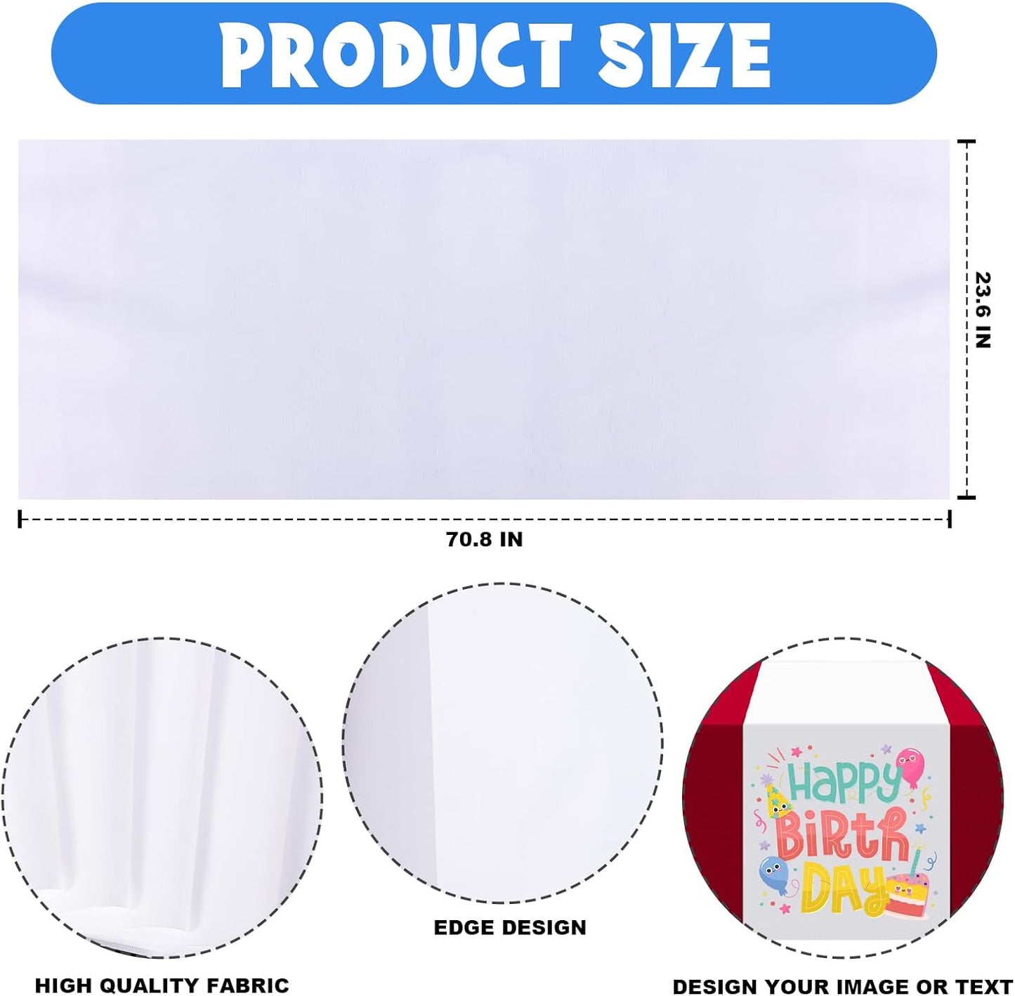Skiennix White Table Runner - Polyester Sublimation Heat Transfer Blanks for Events | 2 Pcs