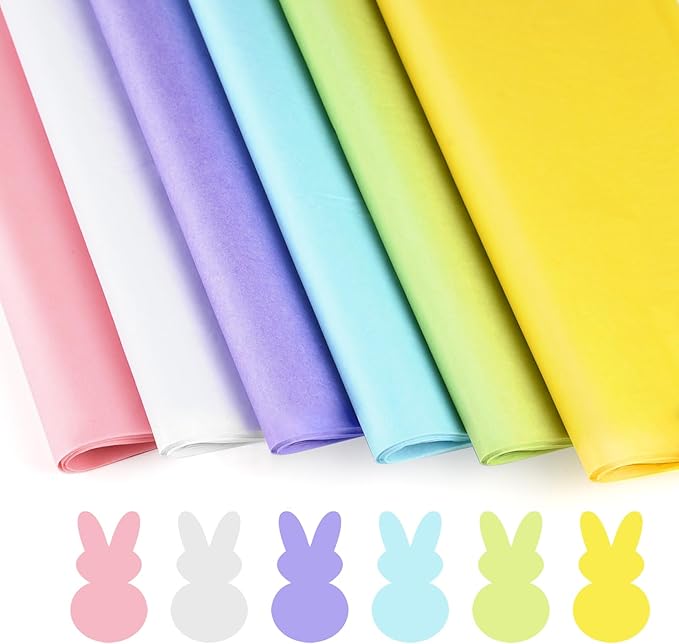 NEBURORA 120 Sheets Multicolor Tissue Paper Spring Easter Gift Wrapping Paper Decorative Art Paper for DIY Easter Birthday Holiday Party Packing Decoration