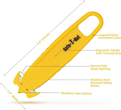Safe•T•Kut Safety Box Cutter 20 Pack - Enclosed Blade Utility Knife for Easy Box Opening & Packaging
