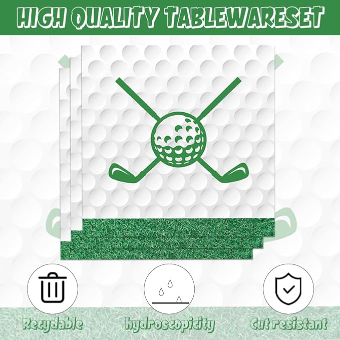 Golf Party Decorations Birthday Decor Serve 20 Green Sports Theme Plates and Napkins Set Supplies for Baby Shower 40Pcs Golf Birthday Decorations