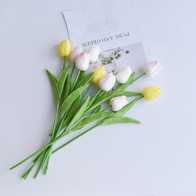 10PCS All Saints' Day Artificial Flower Tulips PU Real Touch Tulips for Home Wedding Decoration Brides Hand Holding Bouquet Artificial Flower Decoration