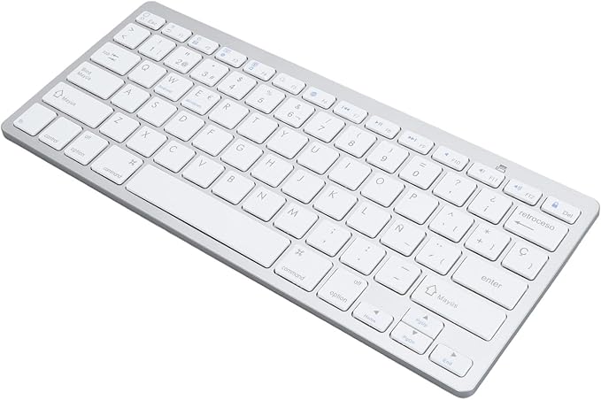 SENECESLI German French Spanish Italian English Bilingual Keyboard, Ultra Slim Wireless Bluetooth Keyboard, Travel Portable for Tablets Laptops Phones (Spanish QWETZ Layout)