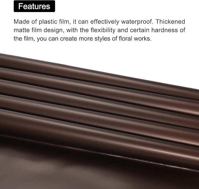 MECCANIXITY 10 Pcs Double Sided Color Flower Wrapping Paper Orange+Brown 22.8"x22.8" Waterproof for Florist Bouquet Supplies, DIY Crafts, Gift Box Packaging