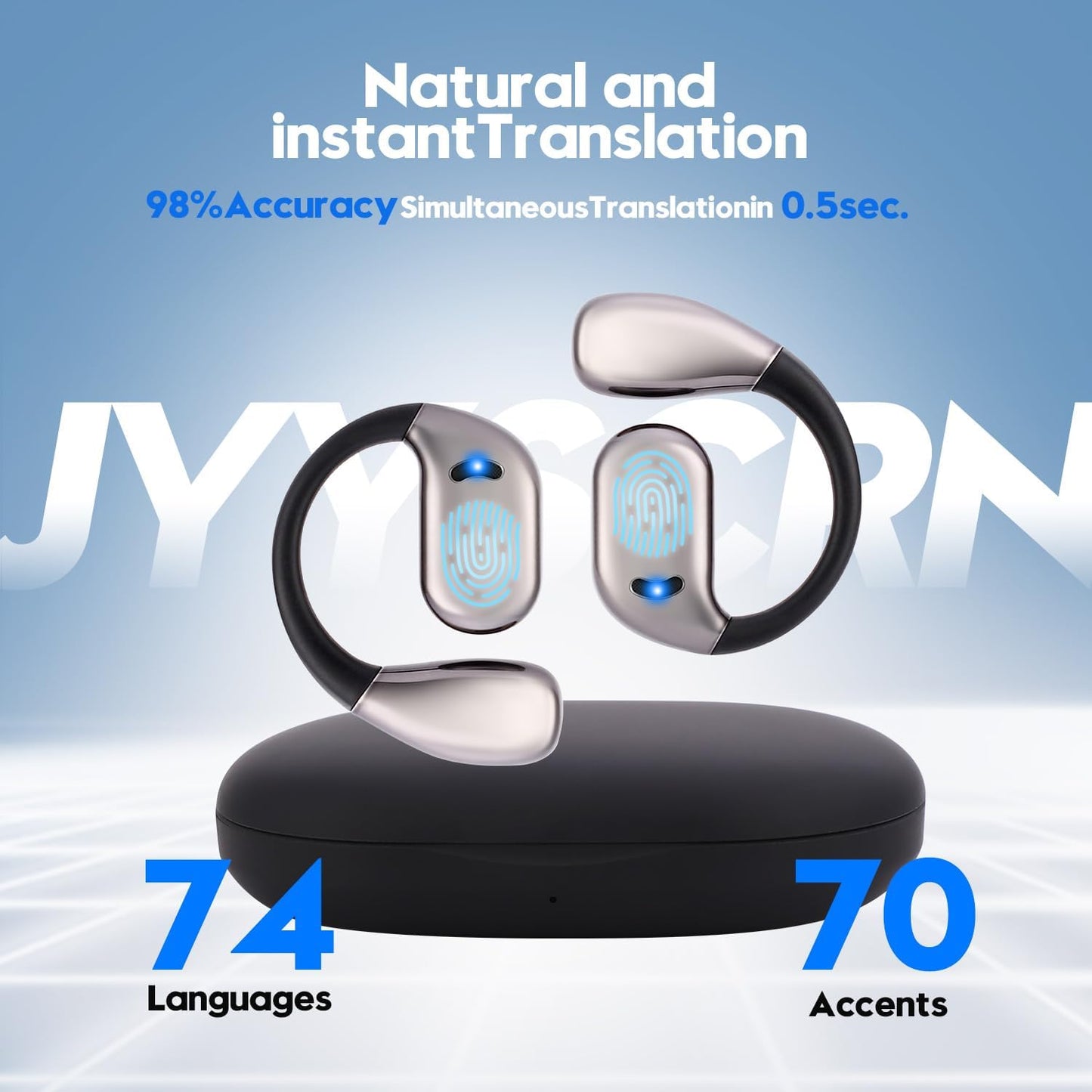 Skiennix Language Translation Earbuds - 3-in-1 Real-Time Translator for 144 Languages | M75 Milk White