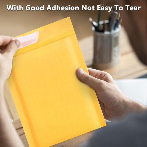 Kraft Bubble Mailers - 6x10 Inch Yellow Self-Seal Padded Envelopes | 50-Pack for Shipping Jewelry & Electronics
