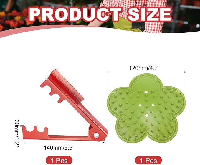 HARFINGTON 2pcs Rose Thorn Stripper Tool Set 5.5" 4.7" Metal PVC Flower Thorn Leaf Remover Flower Stem and Leaf Stripping for Gardening Home Florist, Red,Pale Green