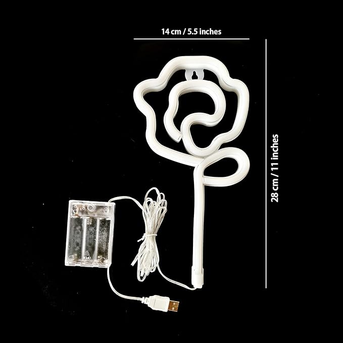ENUOLI Pink Rose LED Neon Sign, USB/Battery Powered, 11x5.5 inch, Home Decor, Party Lamp, Valentine's Day Present