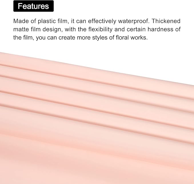 MECCANIXITY 20 Pcs Double Sided Color Flower Wrapping Paper Light Pink+Gold 22.8"x22.8" Waterproof for Florist Bouquet Supplies, DIY Crafts, Gift Box Packaging