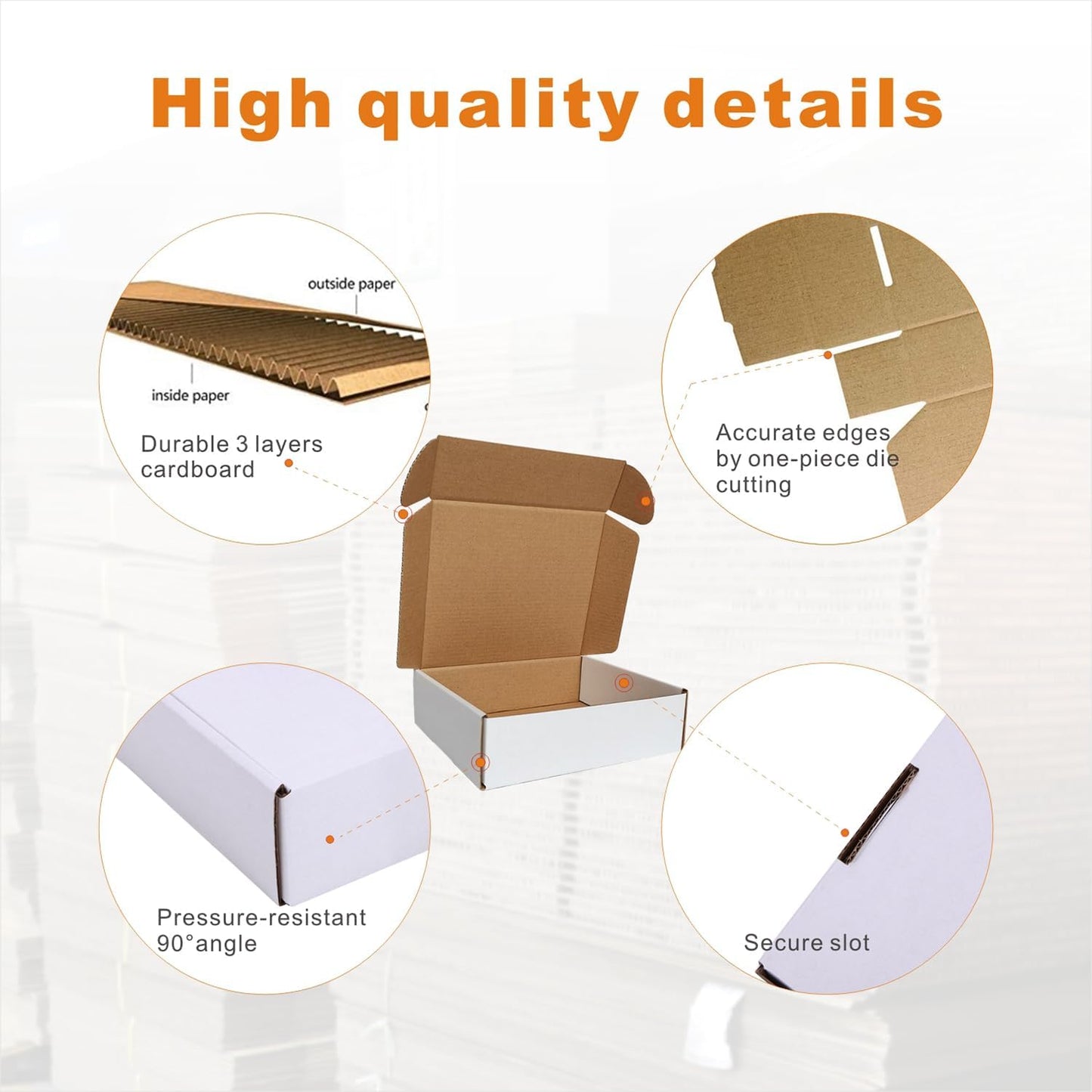 Skiennix Small Shipping Boxes - 50 Pack Corrugated Cardboard Mailers for Business | White 7x6x2''