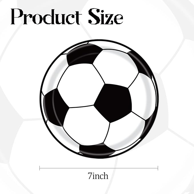 50PCS Soccer Party Paper Plates 7 Inch, Disposable Soccer Birthday Party Supplies Cake Dessert Plates for Birthday Baby Shower Sports Theme Decorations (Soccer)