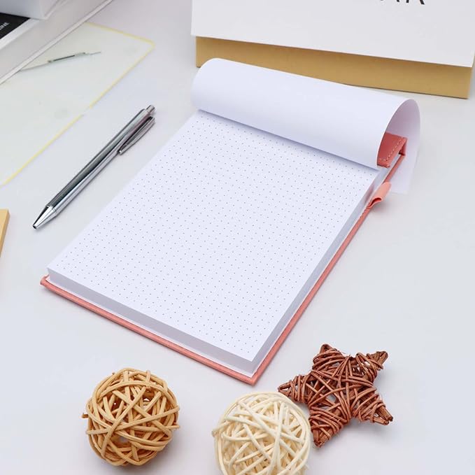 Mogoostry A5 Dot Planning Pads 5.9" x 8" Planner To Do List Memo Note Pads Screw Binding Writing Paperboard Notepad, 100 Sheets per Pack, Pink