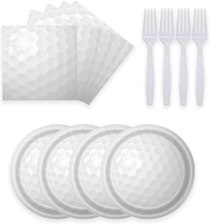 72 Pcs Golf Ball Party Supplies - Paper Plates and Napkins Set for Birthday, Sports, Baby Shower - Disposable Tableware Decorations Serves 24
