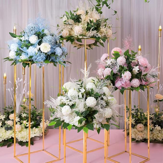Gold Wedding Flower Stand,Metal Flower Vase,Wedding Centerpieces for Tables Home Birthday Party Event Decoration(10pcs 31.5inch)