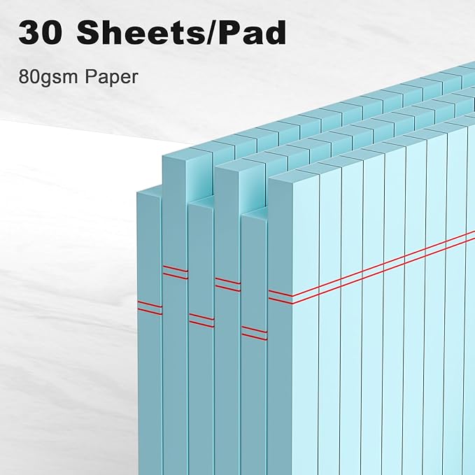 AILZFEI 6pcs Small Note Pad 5x8 College Ruled Blue Legal Pads Paper Notepads 6 Pack Study Back Writing Pads 5 x 8 Legal Pads Perforated Narrow Ruled Pads of Paper Blue