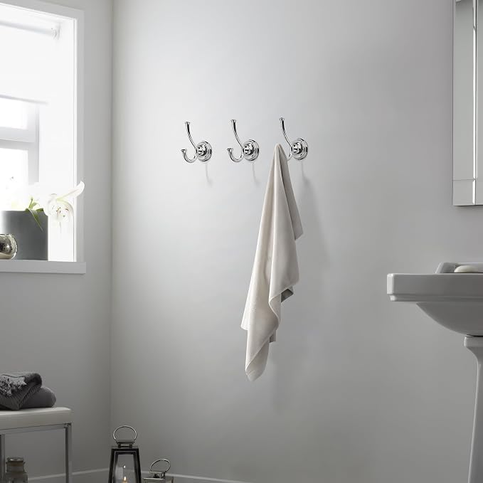 TUNNY Towel Hook Bathroom-2 Pack Polished Nickel(PVD-Nickel) Double Robe/Towel Hook Wall Mounted Hook for Bathroom Bedroom Kitchen