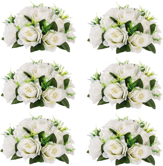 Flower Centerpieces for Wedding Tables: Wedding Table Decorations White Flower Balls Centerpieces for Engagement Cerebration Party Center Pieces 6 Packs