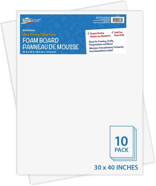 Royal Brites Premium White Foam Board - Sturdy & Lightweight 3/16" Thick | 30” x 40” Size, Pack of 10