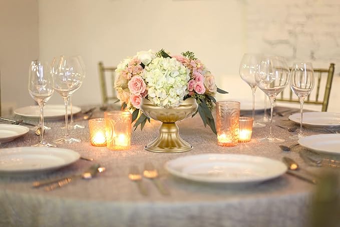 Metal Vases for Table Centerpieces, Hewory Gold Compote Pedestal Vase Floral Container Bulk, Brass Mini Footed Bowl Flower Holders Center Pieces for Wedding Birthday Party Anniversary (10pcs, 6.5in)