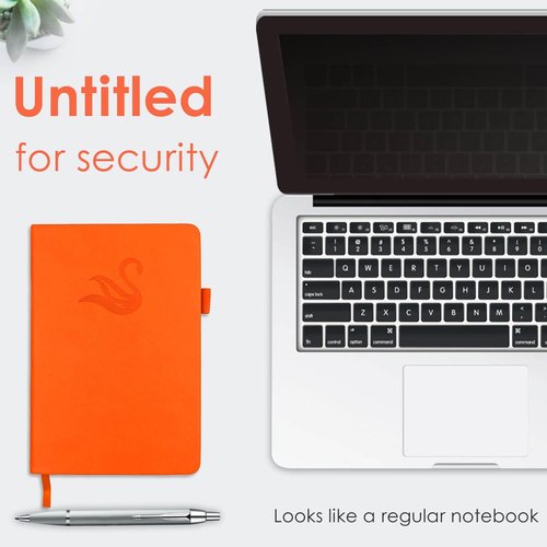 Elegant Password Book - Hardcover Organizer with Alphabetical Tabs & Back Pocket | 5.2" x 7.6" (Orange)