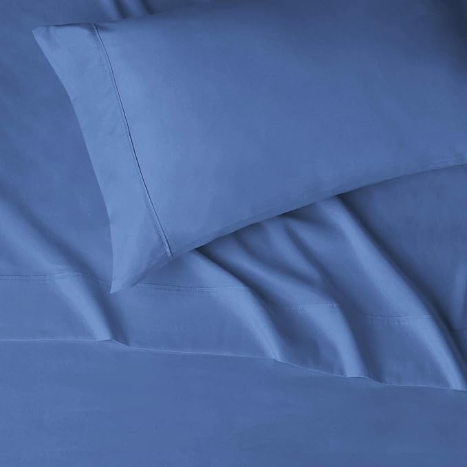 Amazon Basics Lightweight Ultra-Soft Breathable Easy Care Microfiber 3-Piece Bed Sheet Set with 14-Inch Deep Pockets, Twin XL, Dutch Blue, Solid