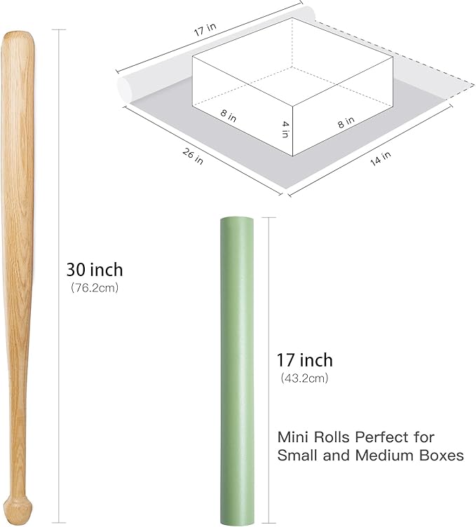 RUSPEPA Sage Green Matte Wrapping Paper, Mini Roll, Green Solid Color Pearly-luster Paper Perfect for Easter, Birthday, Wedding, Baby Shower, Christmas, DIY Bouquet, 17 Inches X 32.8 Feet