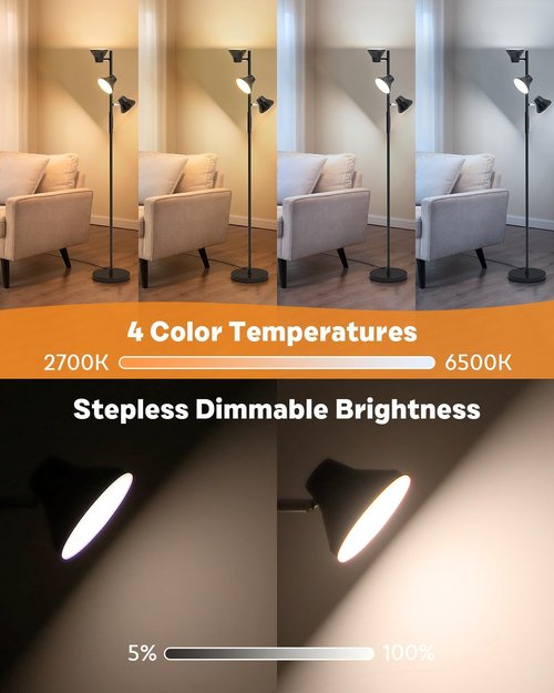 SIBRILLE RGB Floor Lamp - 36W Color Changing LED with Remote & Touch Control | Modern Dimmable Design for Living Room & Bedroom