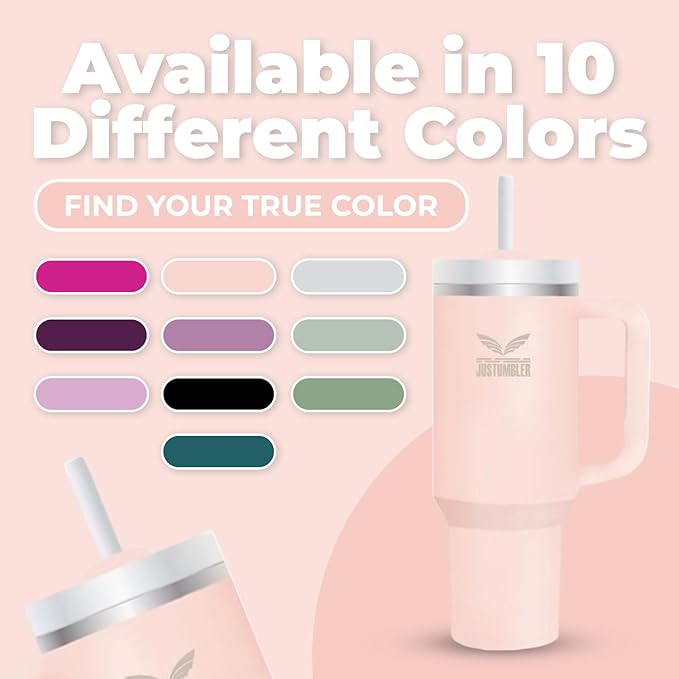 40 Oz Insulated Tumbler with Handle and Straw, Stainless Steel Coffee Travel Mug with Lid, Leak Proof Water Bottle with Accessories, Cream