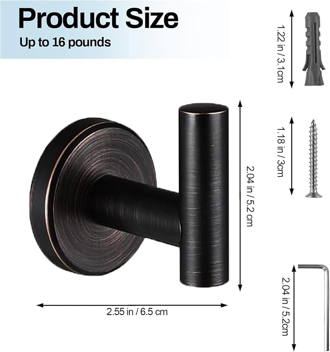 Kruodop Towel Hooks for Bathroom,4 Packs Wall Mount Towel Holder,Black Matte Wall Robe Hook,Stainless Steel Heavy Duty Door Hanger Towel Hook for Kitchen, Bedroom,Hotel,Pool,Coats - Red Bronze