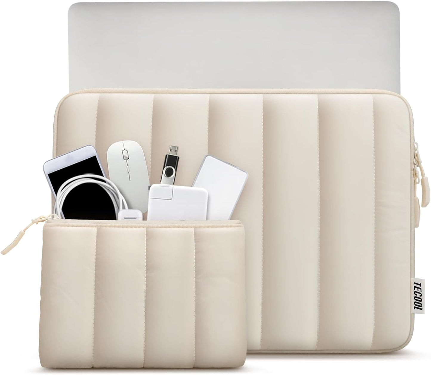 TECOOL Laptop Sleeve - 13.3 Inch Protective Case for MacBook Air & Pro | Stylish Beige Design
