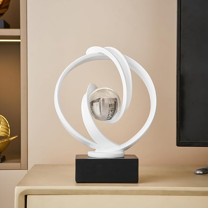 Modern White Statue Decor for Living Room, Abstract Art Sculptures Home Décor Accents for Coffee Table TV Stand Bookshelf, Resin Decorations for Dining Room Office Bedroom
