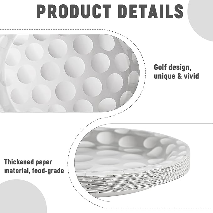 48 PCS Golf Party Supplies Disposable Paper Plates, 7 Inch and 9 Inch Disposable Tableware Set for Game Day Sports Golf Themed Birthday Baby Shower Thanksgiving Christmas Party Decor, Serves 24 Guests
