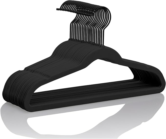 MIZGI Kids Velvet Hangers,Non-Slip Big Kids Hangers,14 Inch Hangers for Youth,Teen Clothes,Pack of 50