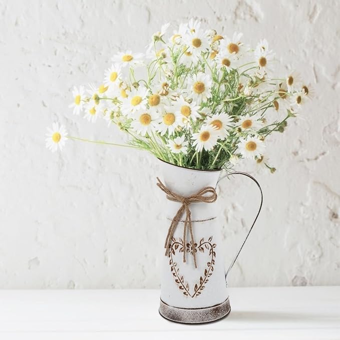 BESTonZON Vintage Iron Flower Vase Pot Handle Rustic Home Decor Centerpiece for Weddings Parties and for Bouquets Floral Arrangements and Table Decoration