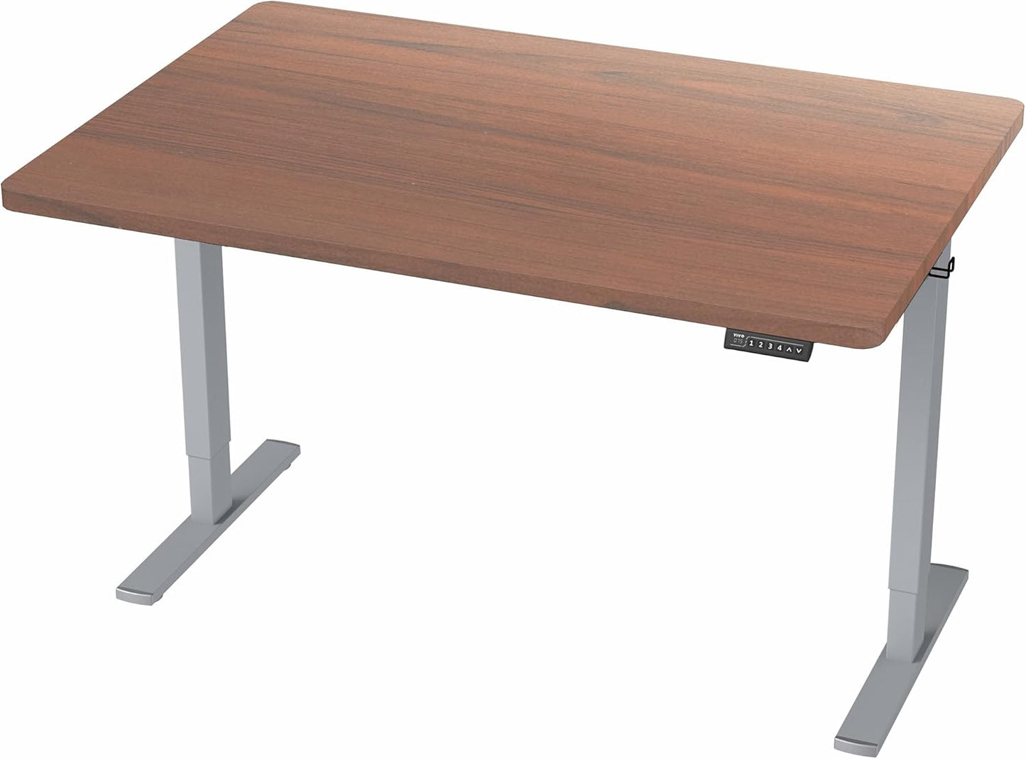 VIVO Electric Standing Desk - Memory Height Adjustment, 48 x 30 in, Dark Walnut Top, Gray Frame