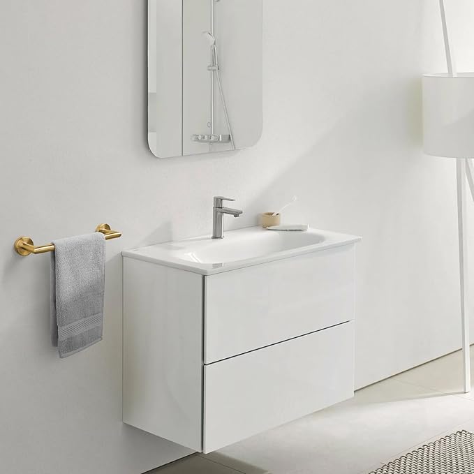 JunSun Bathroom Towel Bar 9 Inch Brushed Gold Towel Racks Wall Mount Bath Hand Towel Holder Modern Home Decor Towel Rod Bathroom Hardware Stainless Steel Towel Hanger Gold Towel Rail Single Towel Bars
